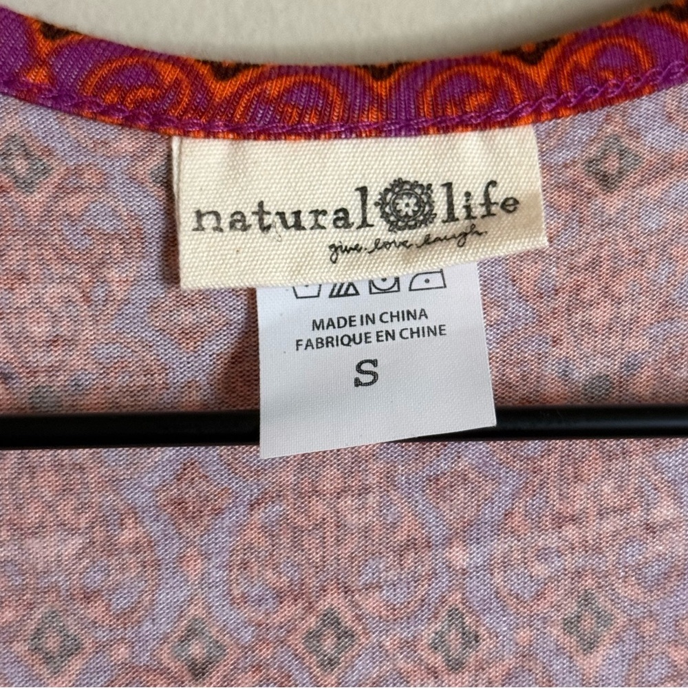 Natural Life Womens Paisley Knee Length Tank Dress Small Pink Orange Boho Summer - Picture 3 of 5